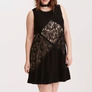 Torrid Mixed Fabric and Lace Trapeze Dress